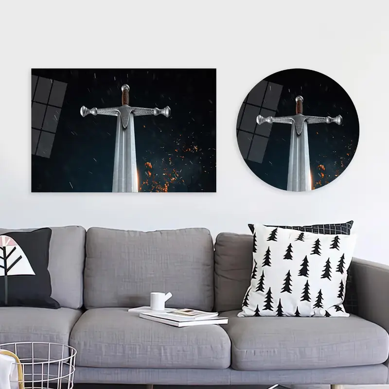 Majestätische Excalibur-Leinwand: Kriegerschwert-Kunstdruck