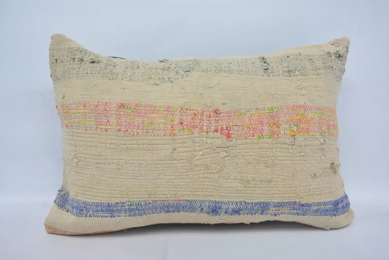 Vintage Kilim Throw Pillow, Cushion Cover, 16x24 Beige Pillow Cover, Vintage Pillow, Aesthetic Pillow Cover, Kilim Cushion Sham - 1