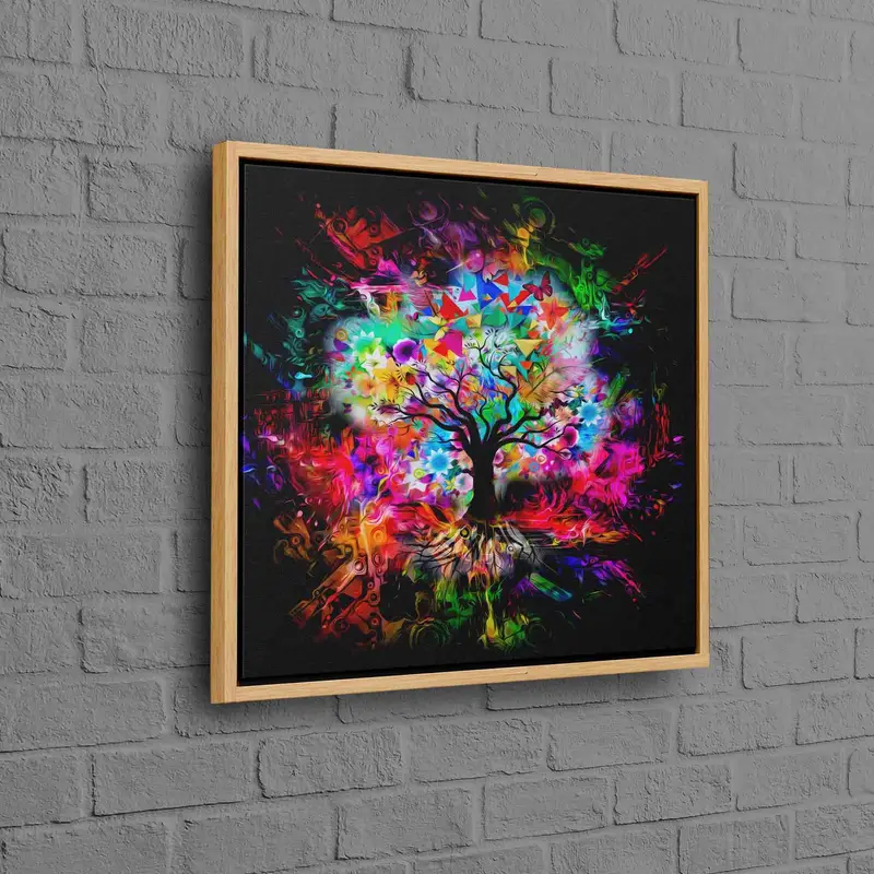 カラフルな生命の木キャンバス: 現代抽象アート プリント