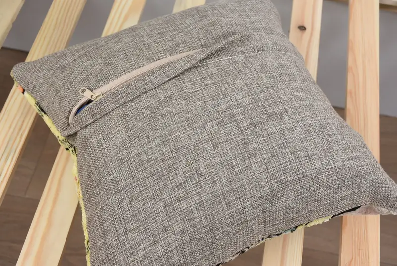 Pillow for Sofa, Pillow Case, Cozy Throw Pillow Case, Crochet Pattern Cushion Case, Pillow for Couch, Throw Kilim Pillow, 14x14 Yellow Pillow - 8