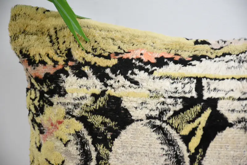 Pillow for Sofa, Pillow Case, Cozy Throw Pillow Case, Crochet Pattern Cushion Case, Pillow for Couch, Throw Kilim Pillow, 14x14 Yellow Pillow - 2