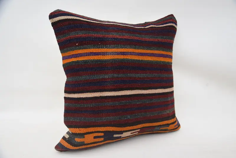 Gift Pillow, Morroccon Kilim Cushion Cushion Case, Turkish Kilim Pillow, 18x18 Blue Pillow Sham, Kilim Cushion Sham, Pillow Case - 2