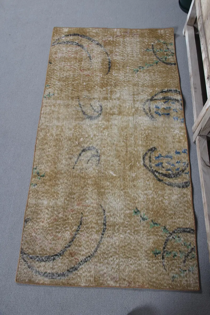 Kahverengi Soyut Halı, 2,6x5,1 ft Şık Dekor