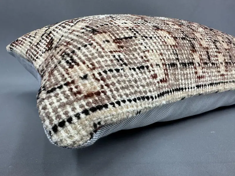 Pillow Sham, Toss Pillow Cover, Bed Pillow Cover, 12x20 Beige Pillow, Pillow for Sofa, Ethnical Kilim Rug Pillow, Boho Pillow, Tapestry Pillow Sham - 6