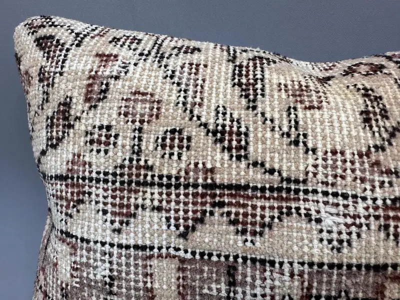 Pillow Sham, Toss Pillow Cover, Bed Pillow Cover, 12x20 Beige Pillow, Pillow for Sofa, Ethnical Kilim Rug Pillow, Boho Pillow, Tapestry Pillow Sham - 5