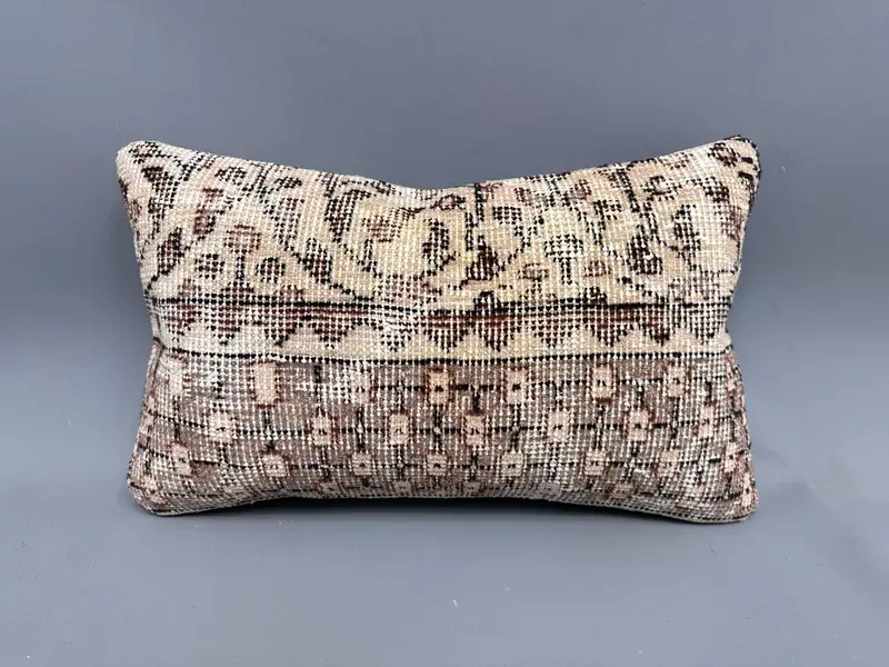 Pillow Sham, Toss Pillow Cover, Bed Pillow Cover, 12x20 Beige Pillow, Pillow for Sofa, Ethnical Kilim Rug Pillow, Boho Pillow, Tapestry Pillow Sham - 4