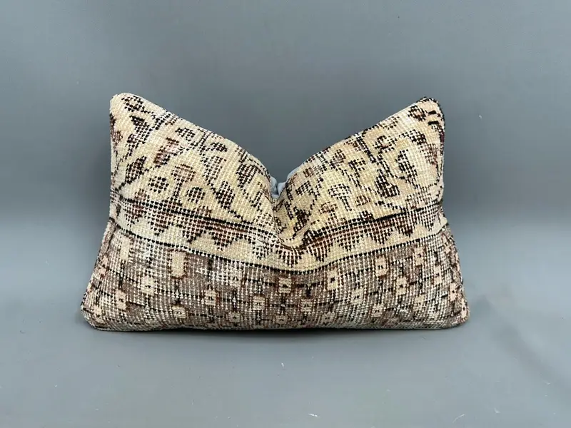 Pillow Sham, Toss Pillow Cover, Bed Pillow Cover, 12x20 Beige Pillow, Pillow for Sofa, Ethnical Kilim Rug Pillow, Boho Pillow, Tapestry Pillow Sham - 1
