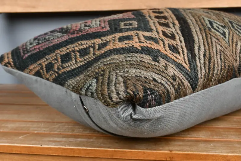 Pillow for Sofa, Anatolian Cushion, Handmade Kilim Cushion, Cushion, Knitted Cushion Case, Kilim Pillow Cover, 16x24 Beige Cushion - 4