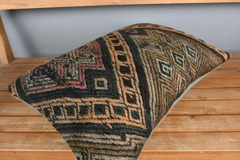 Pillow for Sofa, Anatolian Cushion, Handmade Kilim Cushion, Cushion, Knitted Cushion Case, Kilim Pillow Cover, 16x24 Beige Cushion - 2