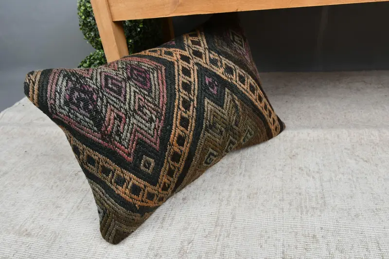 Pillow for Sofa, Anatolian Cushion, Handmade Kilim Cushion, Cushion, Knitted Cushion Case, Kilim Pillow Cover, 16x24 Beige Cushion - 7