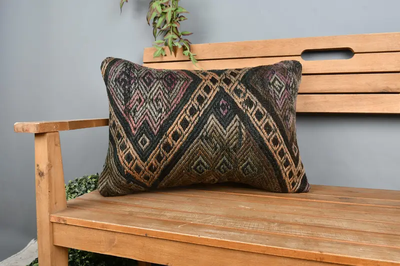 Pillow for Sofa, Anatolian Cushion, Handmade Kilim Cushion, Cushion, Knitted Cushion Case, Kilim Pillow Cover, 16x24 Beige Cushion - 1