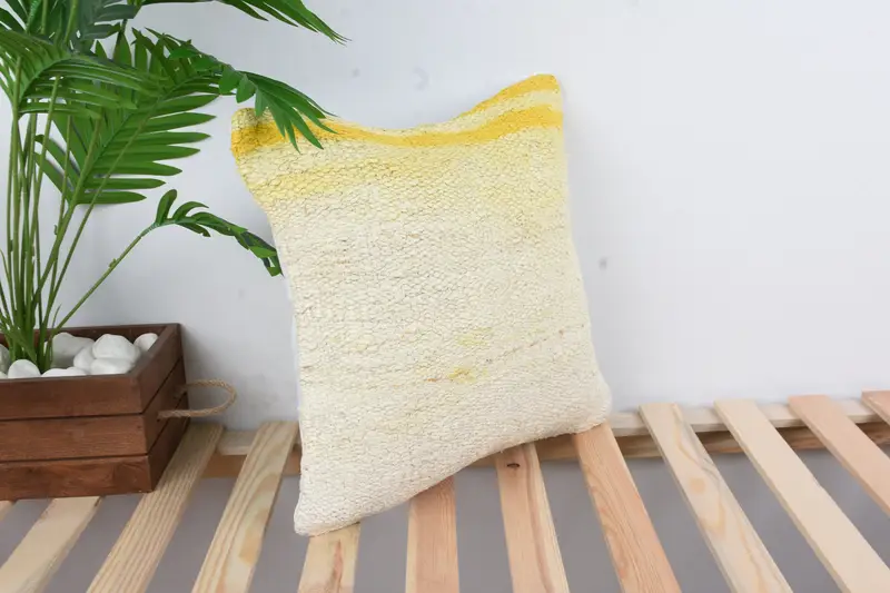 Handmade Rug Seat Pillow Case, Pillow for Sofa, Turkish Kilim Pillow, Ottoman Pillow Case, Cushion, 16x16 White Pillow Case, Pillow for Couch - 4