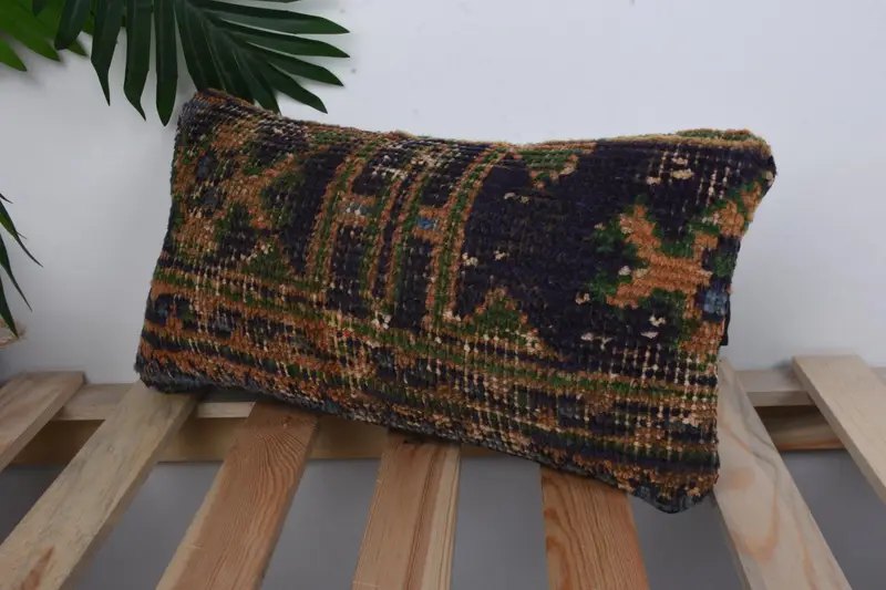 Vintage Kilim Throw Pillow, Turkish Pillow, Turkish Corner Cushion Cover, Cushion Cover, Interior Designer Pillow, 8x16 Blue Pillow Case - 3