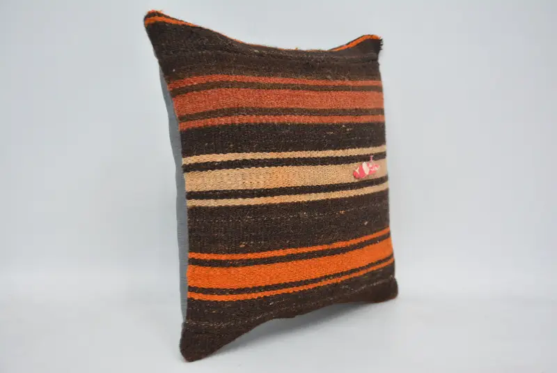 Cushion Cover, 14x14 Brown Cushion, Antique Pillows, Kilim Pillow, Toss Pillow Sham, Ethnic Pillow Case, Kilim Cushion Sham, Indoor Pillow Case - 3