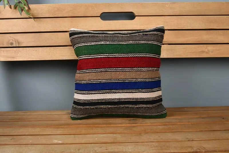 Yoga Pillow Sham, 14x14 Red Pillow Cover, Pillow Sham, Home Decor Pillow, Bohemian Cushion Pillow, Gift Pillow, Vintage Kilim Pillow - 6