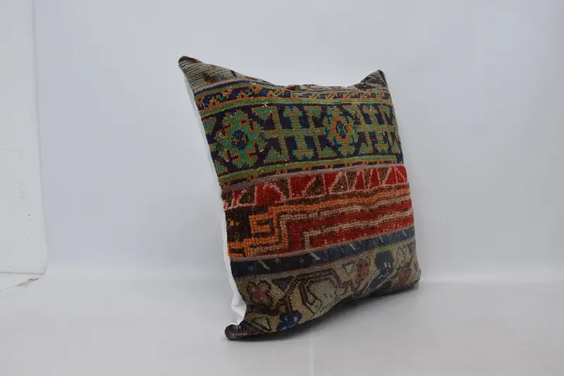 Antique Pillows, Pillow Cover, Turkish Kilim Pillow, Home Decor Pillow, Living Room Throw Cushion, 28x28 Blue Pillow - 3