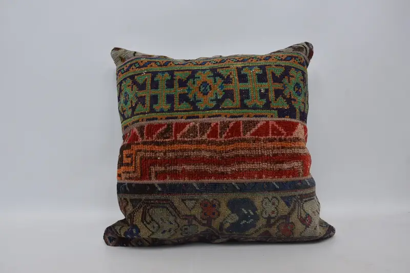 Antique Pillows, Pillow Cover, Turkish Kilim Pillow, Home Decor Pillow, Living Room Throw Cushion, 28x28 Blue Pillow - 1