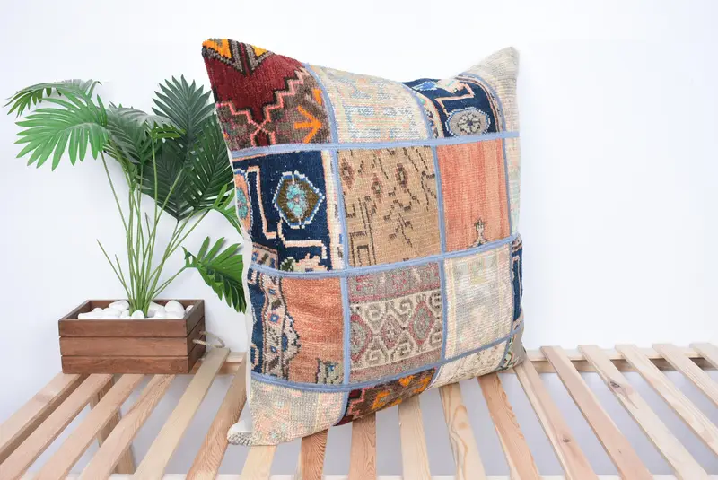 Designer Throw Pillow Sham, Handmade Kilim Cushion, Turkish Corner Cushion Case, Cushion Case, Home Decor Pillow, Vintage Pillow, 32x32 Beige Pillow - 4