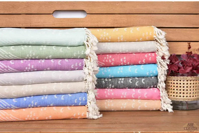Organic Turkish towel, 68x40 Cotton Mountain Design Towel, Authentic Turkish hammam peshtemal, Gift For Coworker, Summer Gift, Personalized Gift - 1