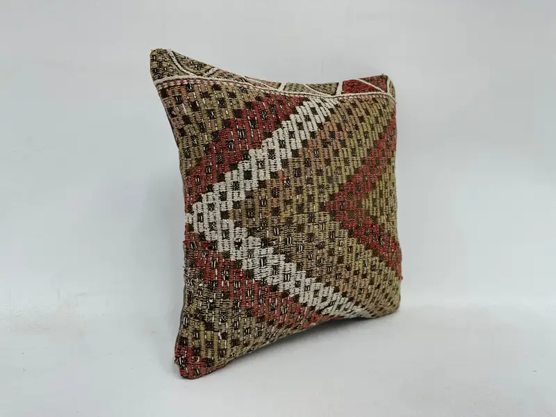 Pillow Cover, Boho Pillow Sham Cover, Pillow for Couch, 16x16 Red Pillow Sham, Home Decor Pillow, Crochet Pattern Cushion Cover - 3