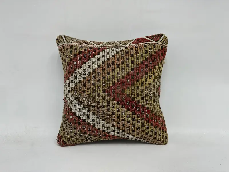 Pillow Cover, Boho Pillow Sham Cover, Pillow for Couch, 16x16 Red Pillow Sham, Home Decor Pillow, Crochet Pattern Cushion Cover - 1