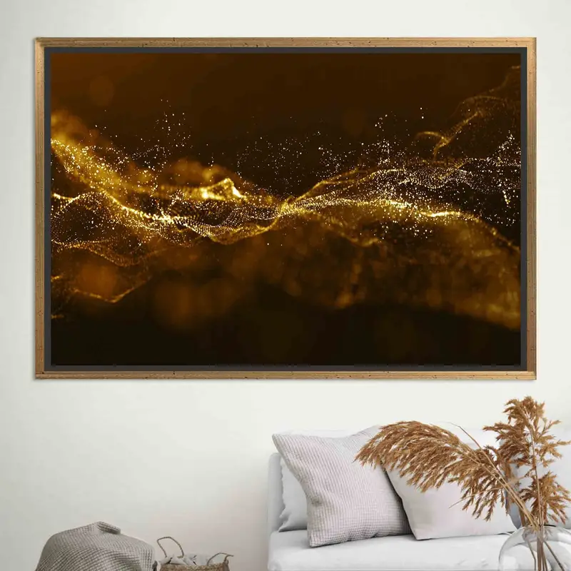 Lienzo impreso de lujo moderno dorado y negro brillante