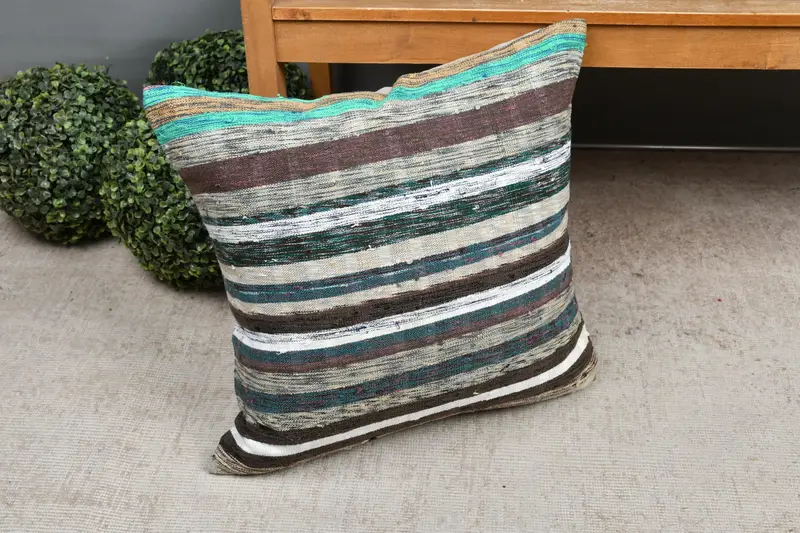 Innenarchitektin Kissen, 20x20 Green Kissen, Boho -Kissen, Akzentkissenabdeckung, Muster -Wurfkissenabdeckung, Kilimkissenabdeckung, Kissen Kissen - 7