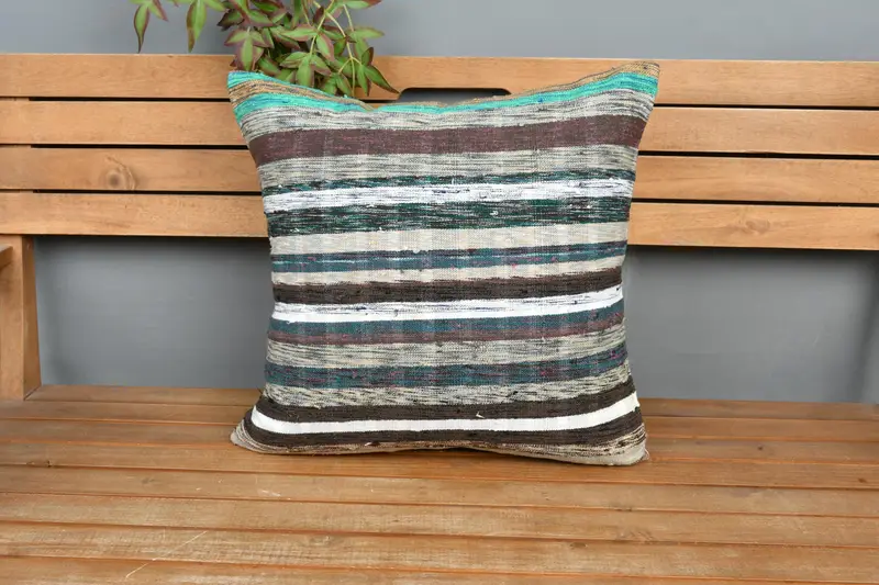 Innenarchitektin Kissen, 20x20 Green Kissen, Boho -Kissen, Akzentkissenabdeckung, Muster -Wurfkissenabdeckung, Kilimkissenabdeckung, Kissen Kissen - 6