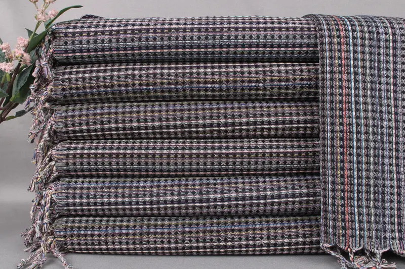 Cotton Dish Towel Striped Black, Tea Towel Favor, 18x38 Inches