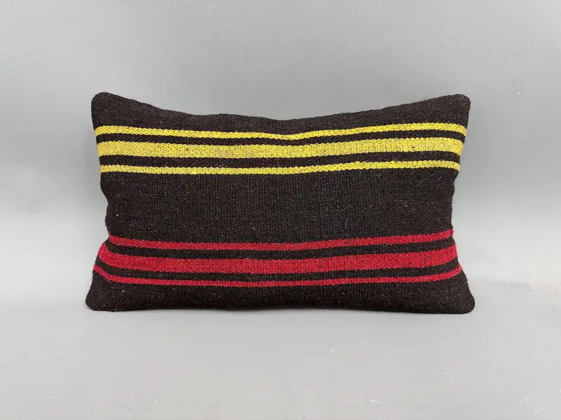 Boho Pillow, 12x20 Brown Cushion, Antique Pillows, Kilim Pillow Cover, Cushion Cover, Shabby Chic Cushion Case, Decorative Throw Cushion - 4