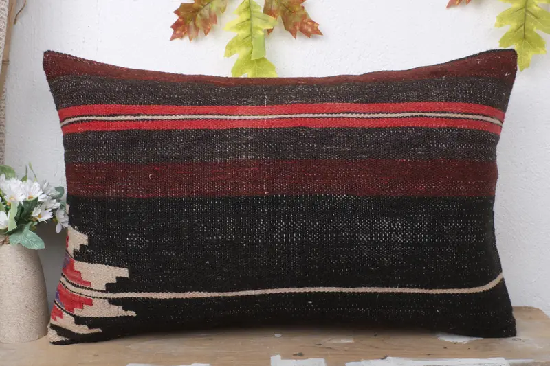 16x24 Brown Pillow Case, Handmade Throw Cushion Cover, Pillow Cover, Throw Kilim Pillow, Gift Pillow, Vintage Kilim Throw Pillow - 2
