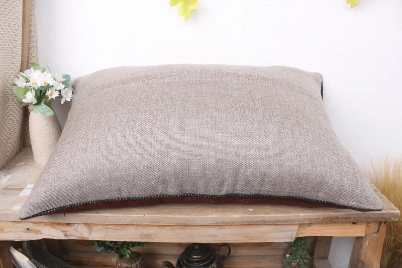 16x24 Brown Pillow Case, Handmade Throw Cushion Cover, Pillow Cover, Throw Kilim Pillow, Gift Pillow, Vintage Kilim Throw Pillow - 7