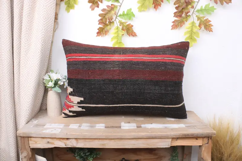 16x24 Brown Pillow Case, Handmade Throw Cushion Cover, Pillow Cover, Throw Kilim Pillow, Gift Pillow, Vintage Kilim Throw Pillow - 1