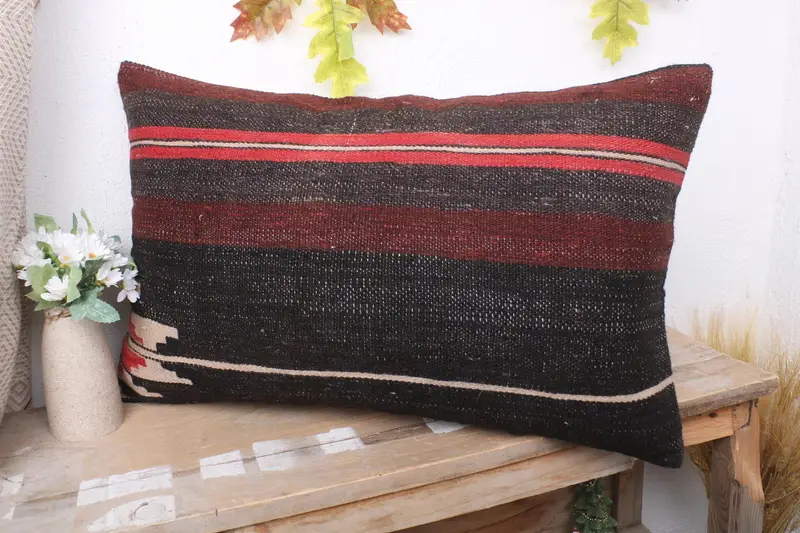 16x24 Brown Pillow Case, Handmade Throw Cushion Cover, Pillow Cover, Throw Kilim Pillow, Gift Pillow, Vintage Kilim Throw Pillow - 4