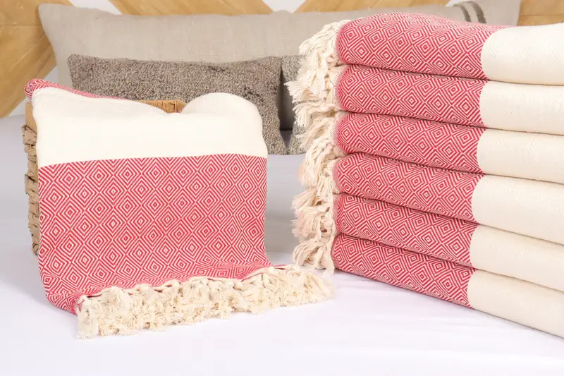 96x80 Cotton Diamond Towel, Throw Blanket Couch, Gift For The Home Decor, Boho Throw Blankets, Turkish Blanket, Aesthetic Blanket, Family Gift - 4