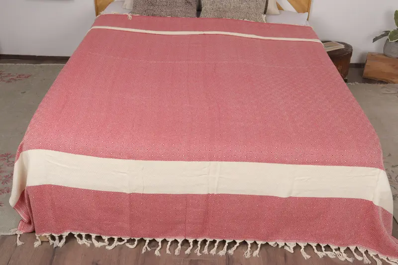 96x80 Cotton Diamond Towel, Throw Blanket Couch, Gift For The Home Decor, Boho Throw Blankets, Turkish Blanket, Aesthetic Blanket, Family Gift - 8
