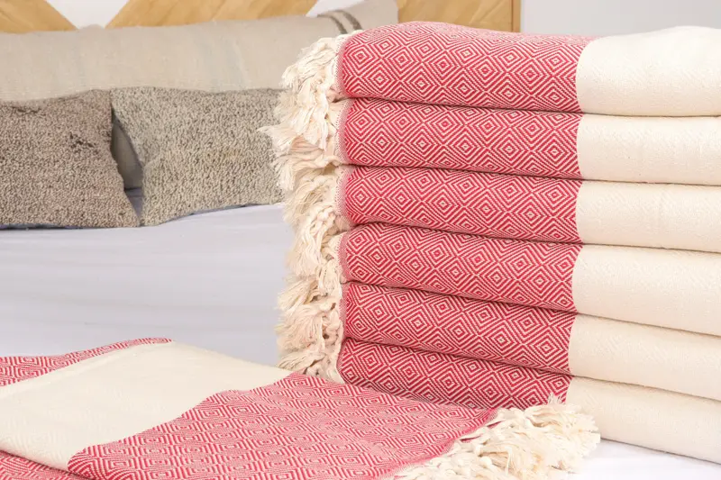 96x80 Cotton Diamond Towel, Throw Blanket Couch, Gift For The Home Decor, Boho Throw Blankets, Turkish Blanket, Aesthetic Blanket, Family Gift - 3