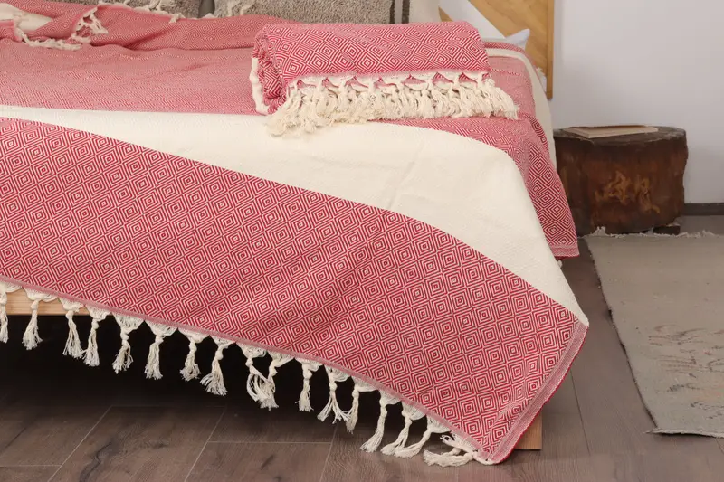 96x80 Cotton Diamond Towel, Throw Blanket Couch, Gift For The Home Decor, Boho Throw Blankets, Turkish Blanket, Aesthetic Blanket, Family Gift - 7