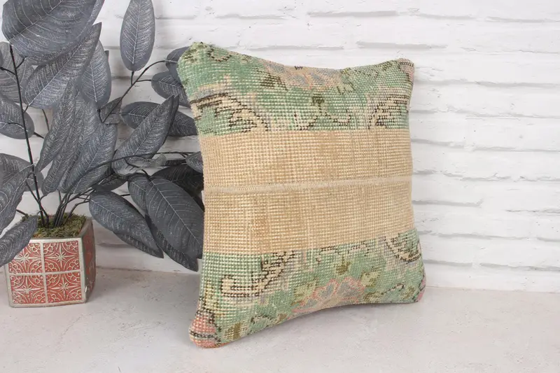 Home Decor Pillow, 16x16 Green Cushion Cover, Bolster Cushion Case, Pillow, Pillow for Sofa, Interior Designer Pillow, Luxury Pillow Sham - 3