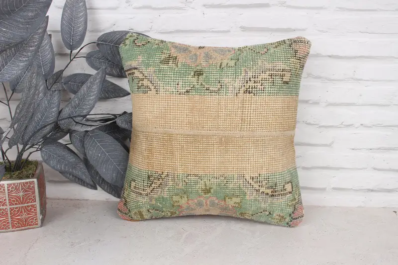 Home Decor Pillow, 16x16 Green Cushion Cover, Bolster Cushion Case, Pillow, Pillow for Sofa, Interior Designer Pillow, Luxury Pillow Sham - 1