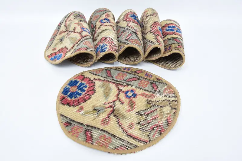 Manteles individuales bohemios en color beige y bronce, manteles individuales bohemios de algodón y lana