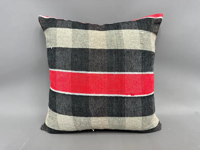 Turkish Kilim Pillow, Pillow, Ethnical Kilim Rug Pillow, 20x20 Brown Pillow Cover, Interior Designer Pillow, Authentic Cushion Case - 4