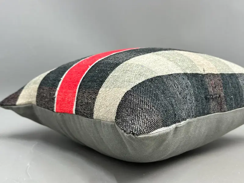 Turkish Kilim Pillow, Pillow, Ethnical Kilim Rug Pillow, 20x20 Brown Pillow Cover, Interior Designer Pillow, Authentic Cushion Case - 6