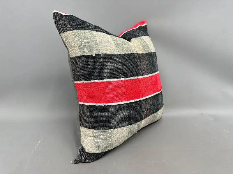 Turkish Kilim Pillow, Pillow, Ethnical Kilim Rug Pillow, 20x20 Brown Pillow Cover, Interior Designer Pillow, Authentic Cushion Case - 2