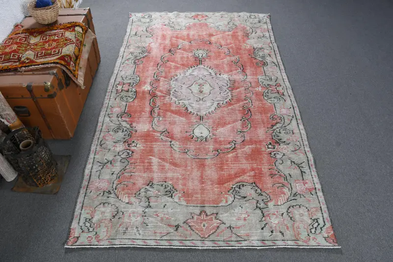 Vintage Büyük Halı 5x8,6 ft (152x262 cm), Oushak Kırmızı Fas Türk Halısı - 1