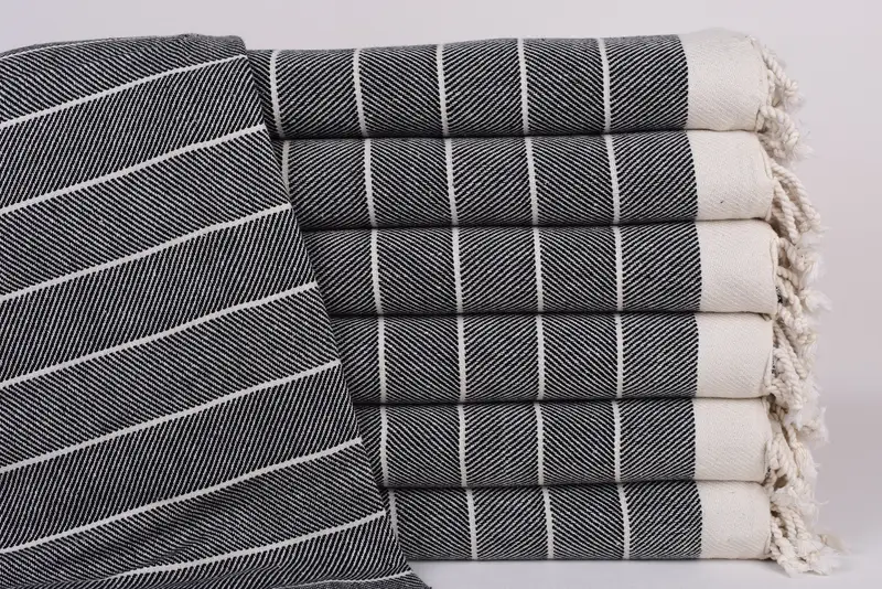 Turkish Towel Beach Towel, Personalized Gift, 70x40 Inches, Black