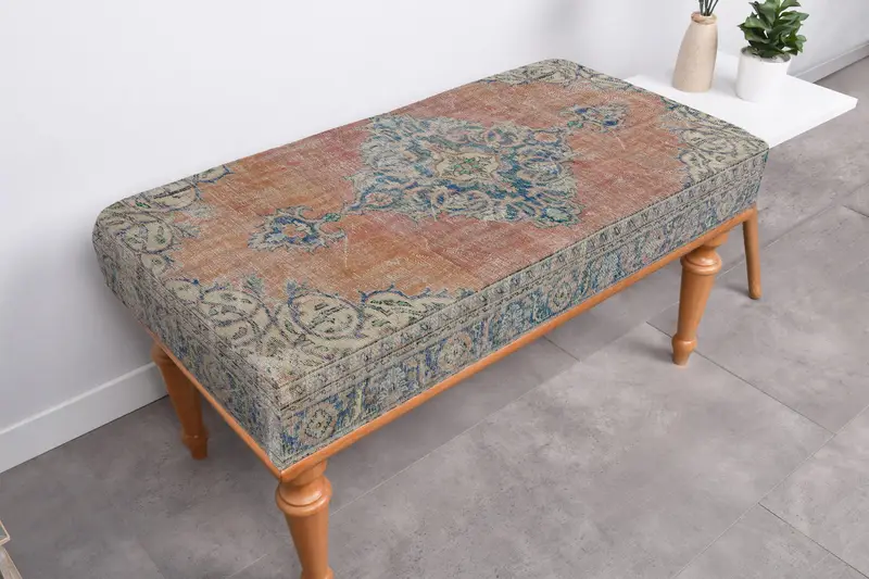 Modular Ottoman with Kilim-Inspired Pattern, Comfortable Sofa Set Ottoman