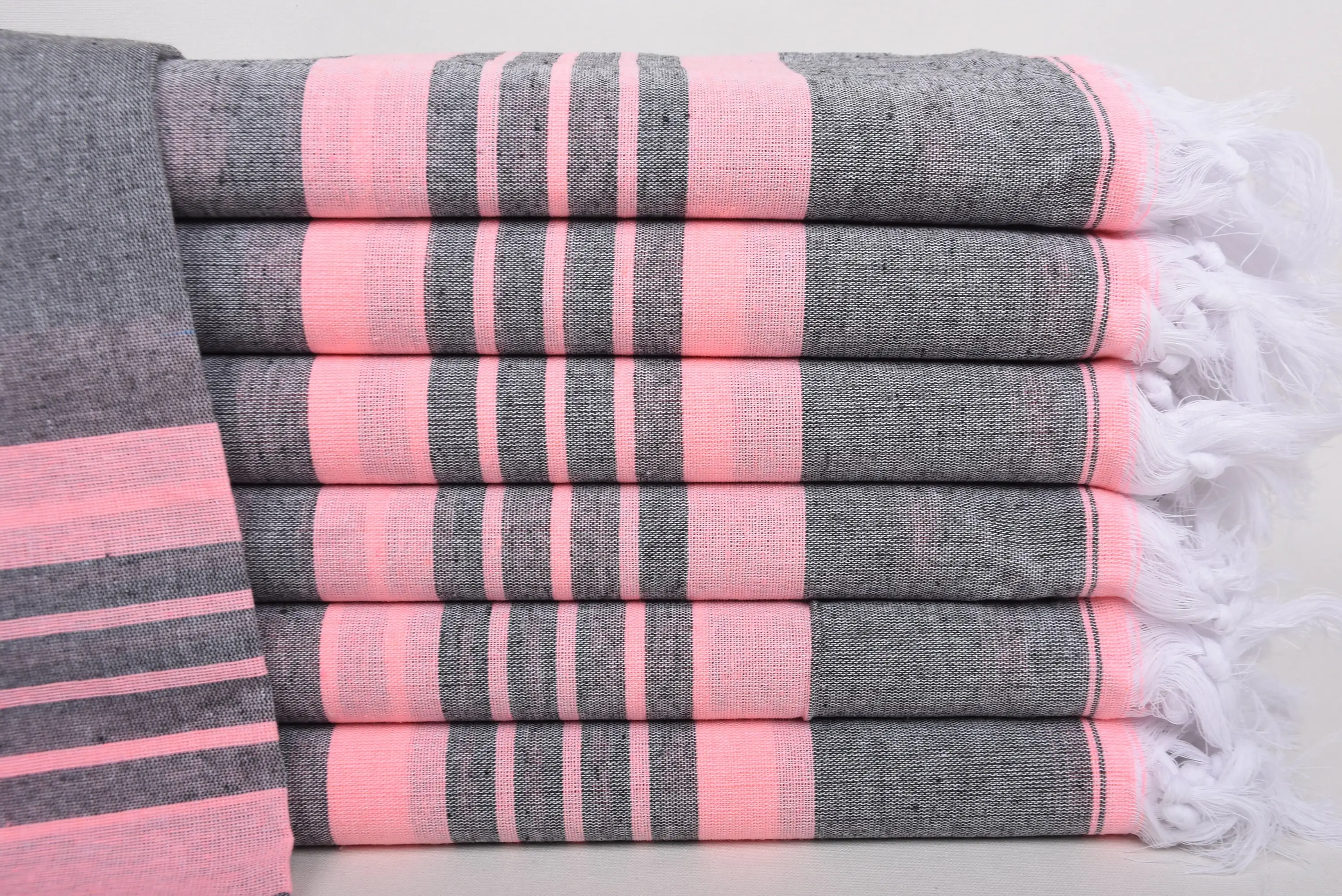 Gym Towel Personalized Turkish Cotton Pink-Black Stripe, 70x40 Inches - 1