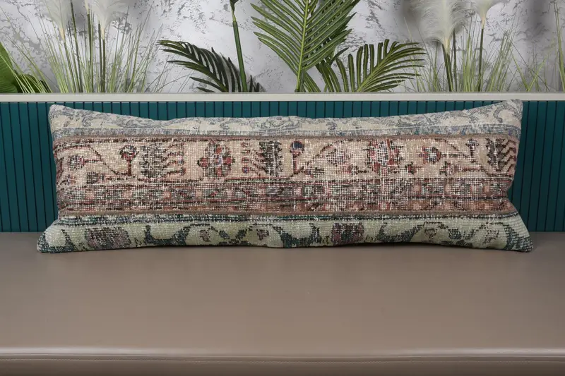Turkish Red Cushion Case, Rectangle 16x47 inch Antique Pillowcase - 1