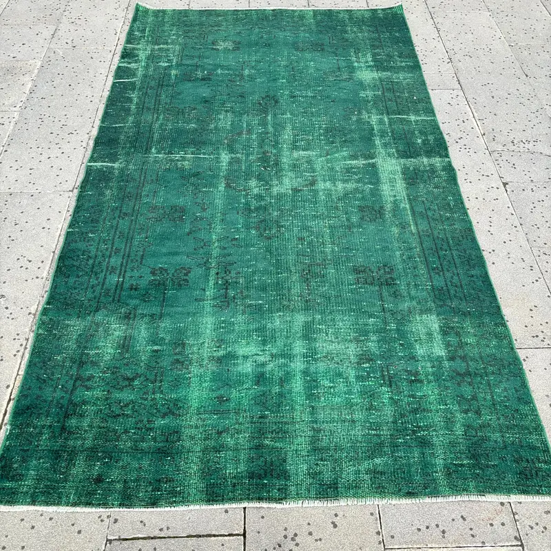 Green Animal Print Rug, 4,4x7,9 ft Elegant Decor